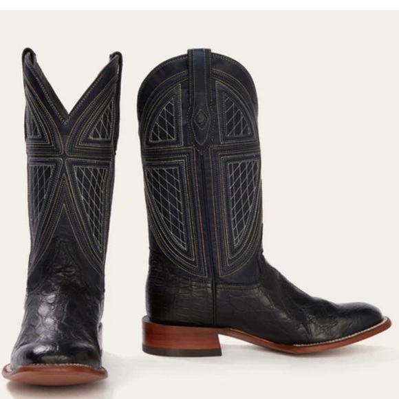 Stetson BLACK FALLS ALLIGATOR COWBOY BOOT size 9 1/2 EE - Picture 1 of 16